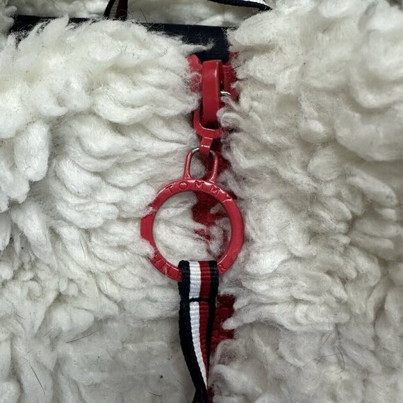 Tommy Hilfiger White Sherpa Teddy Zip Jacket Sz L Shacket - Picture 4 of 8